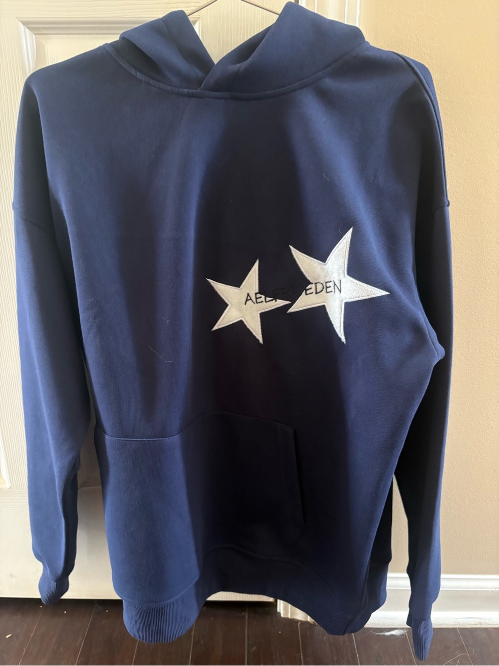 Aelfric Eden Navy Hoodie with White Star Appliqués Medium
